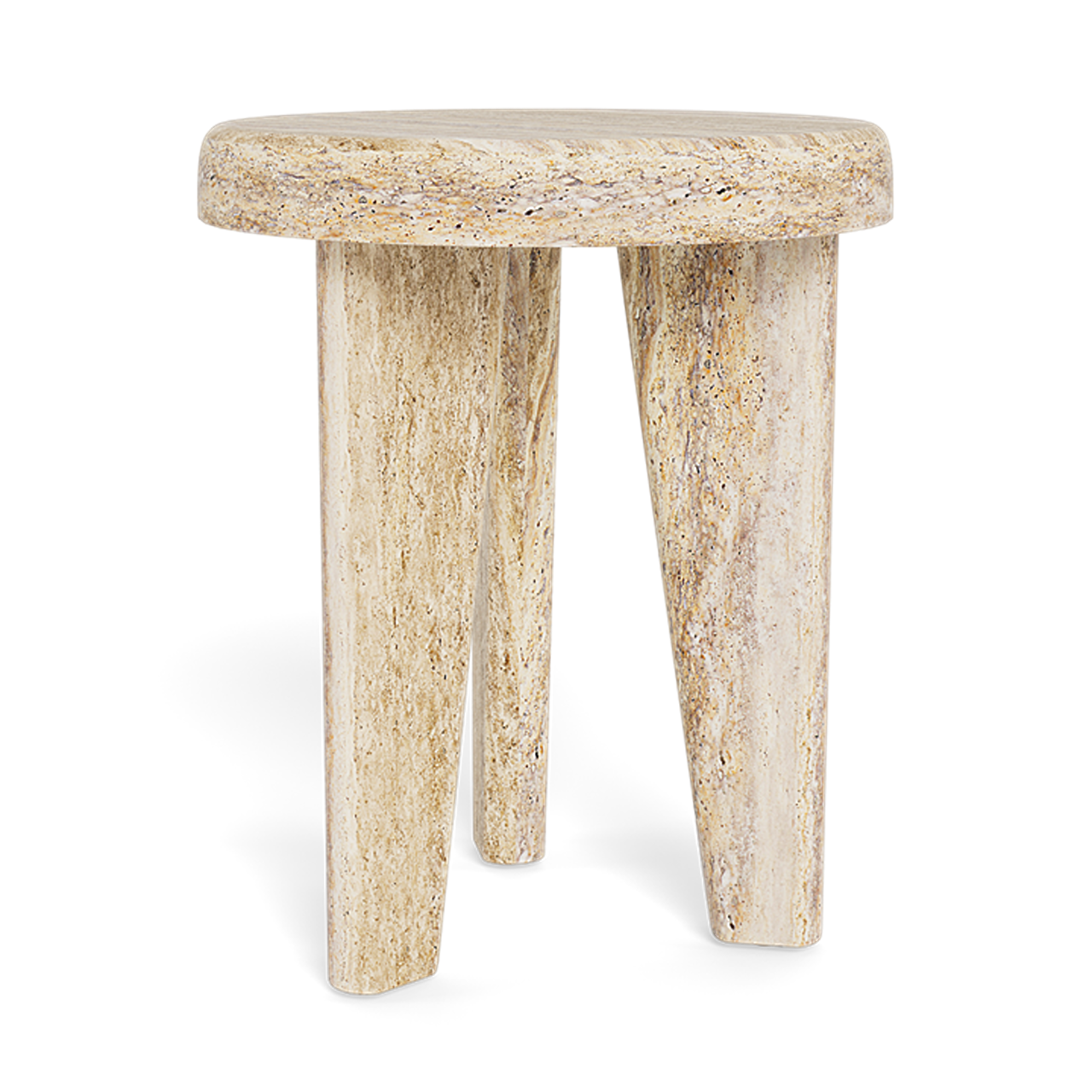 LUCCA ROUND SIDE TABLE Travertine Natural