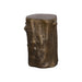 A rustic tree stump side table or stool with a textured, bark-like finish in a dark bronze-brown color, shown against a plain white background.