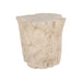 A rustic, natural stone side table or stool with a textured, organic shape and a flat top, shown against a plain white background.