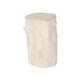 A rustic, tree-stump-style stool in a light beige or off-white stone-like finish, shown against a plain white background.