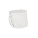 A white, organic-shaped decorative sculpture or block with a textured, stone-like surface, isolated on a solid white background.