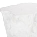 A close-up of a white, textured sculptural outdoo side table with a rough, organic surface and a flat top, shown against a plain white background.