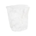 A white textured resin outdoor side table with a sculpted, organic surface pattern, shown against a plain white background.