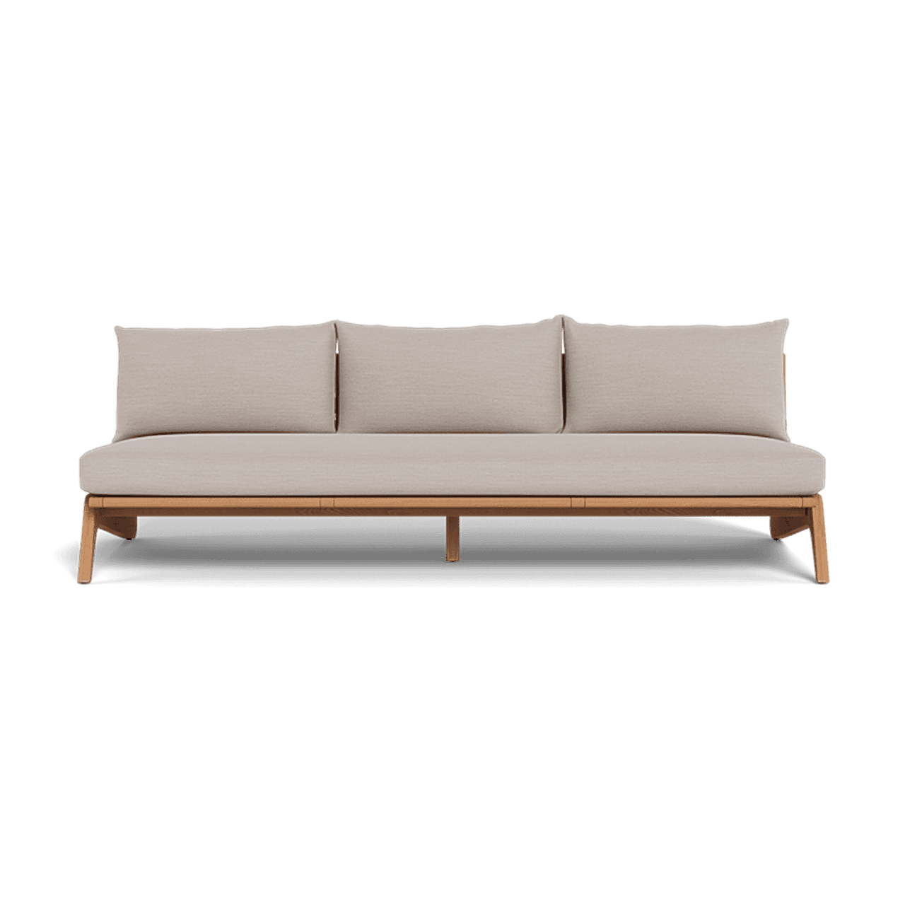 MLB 3 SEAT ARMLESS SOFA-teak natural frame with panama marble fabric