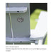 Close-up of a built-in bottle opener mounted on the back of a light gray chair, with a small caption below reading 'Built-In Bottle Opener' and 'Cleverly integrated into the chair back so it's out of sight yet always in reach.'.