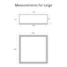 Measurements for a large square outdoor coffee table with dimensions labeled.