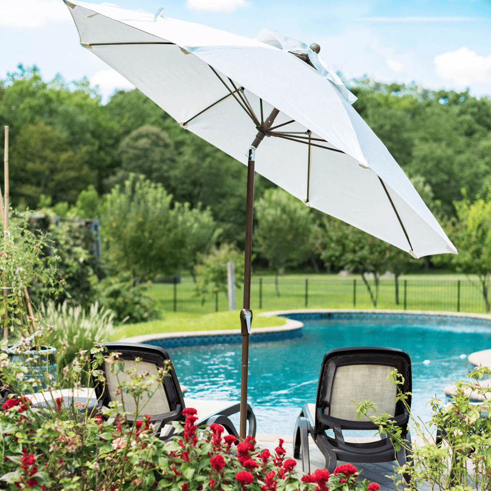 bay hill patio umbrella Tilt | Auto-Tilt, Fade-Proof, Wind Resistant | Commercial Grade | Sunbrella Red Tilt Umbrella delivers more shade than ever before Galtech 779 8x11' Oval Deluxe