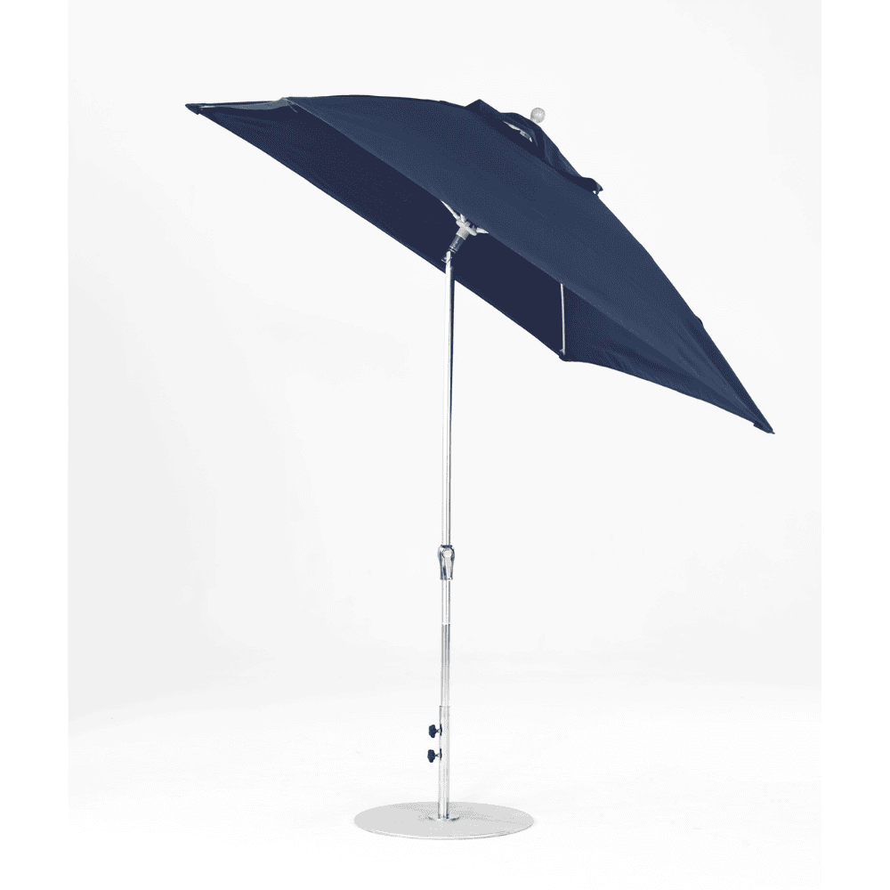 blue patio umbrella silver pole Monterey Fiberglass Market Umbrella