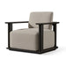 An Outdoor Lounge chair with an aluminum frame and a beige fabric cushion, perfect for outdoor design projects.