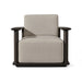 A modern lounge chair with a comfortable beige fabric upholstered seat, ideal for adding elegance to any room.