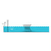 A technical diagram showing a toilet paper dispenser positioned over a blue water-filled drift zone with a height scale on the left, labeled 'TOILET PAPER DISPENSER'.