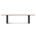 Pure Dining Table. Aluminum asteroid/black frame. Teak table top. Width (in)	39.38 Depth (in)	102.37 Height (in)	295.28 Weight (lb)	121.26