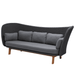 Boxhill's Peacock dark grey outdoor wing 3-seater sofa front side view on white background