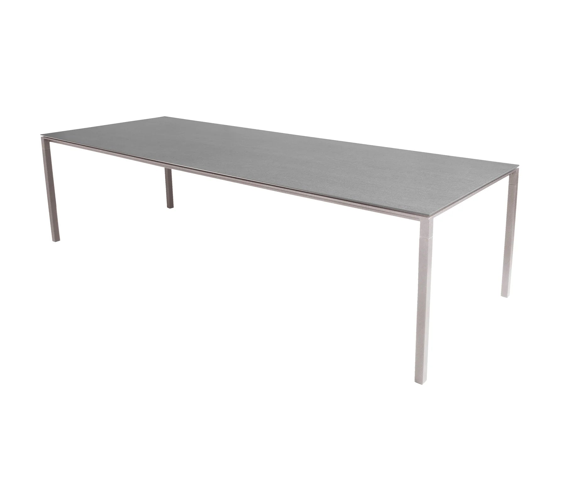Boxhill's Pure light grey aluminum large outdoor rectangular dining table with light grey table top on white background