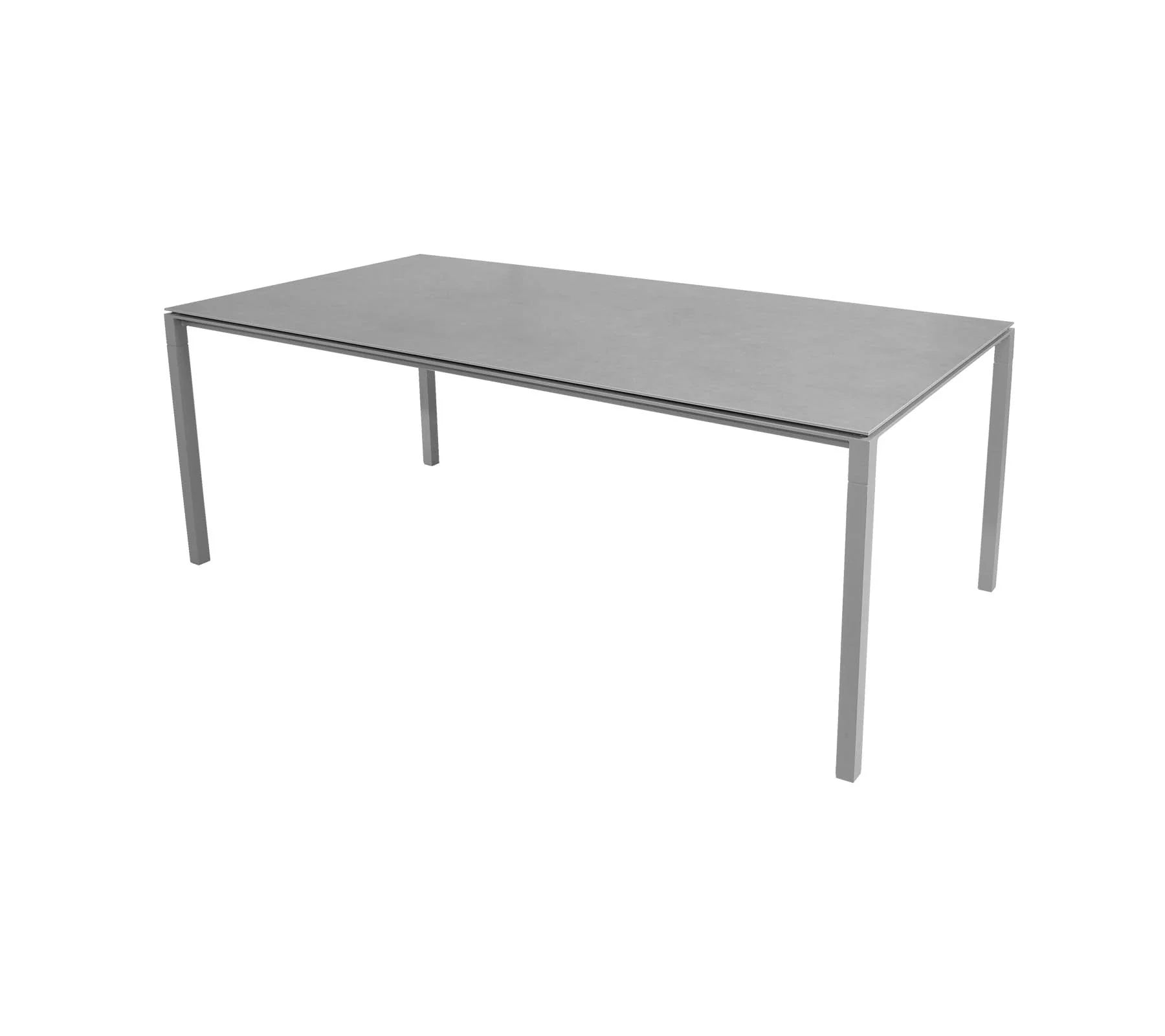 Boxhill's Pure light grey aluminum outdoor rectangular dining table with light grey table top on white background