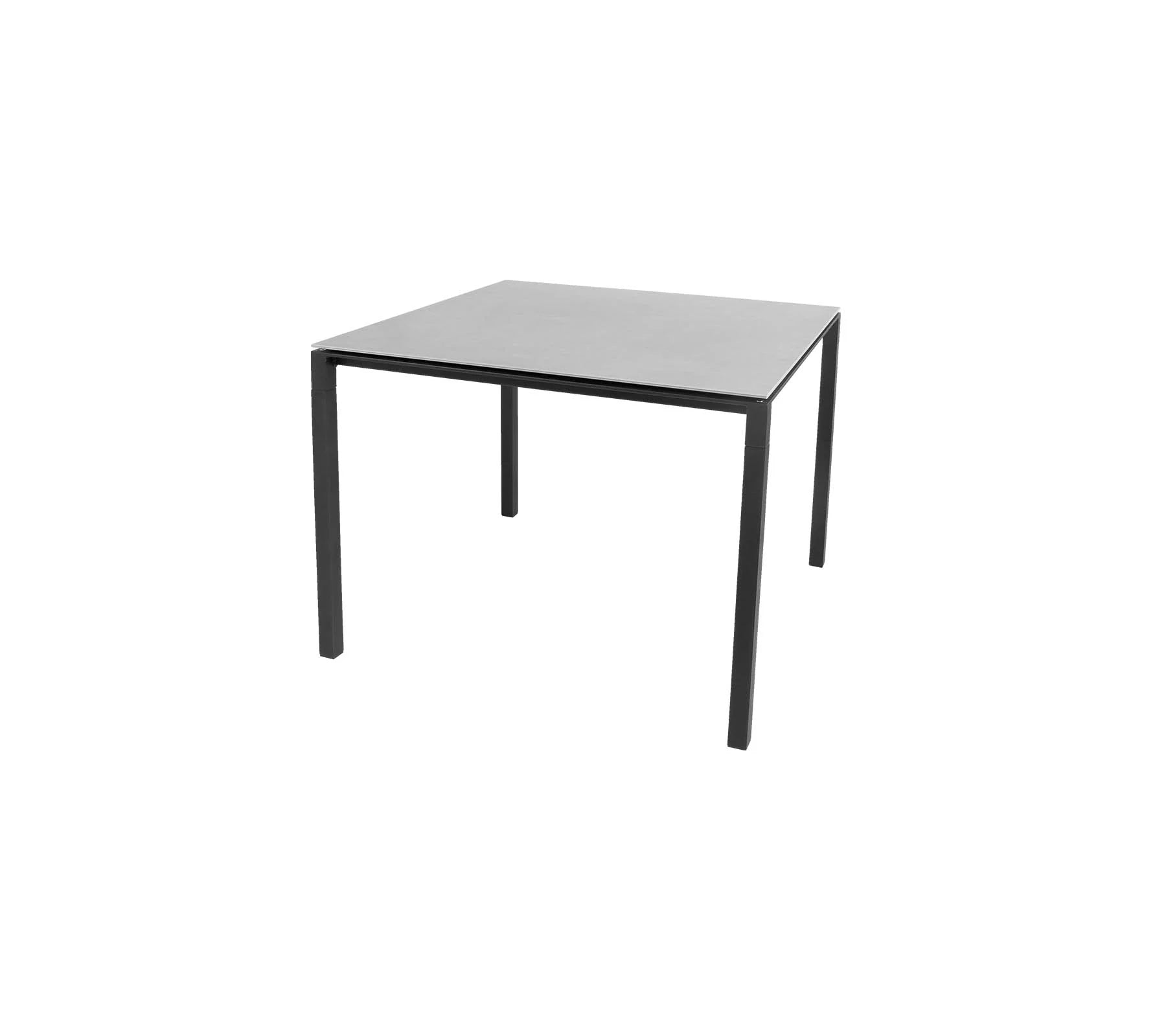 Boxhill's Pure lava grey aluminum outdoor square dining table with light grey table top on white background