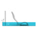 A side-view technical illustration of a swimmer's body entering a pool, showing the waterline, body position, and a vertical measurement scale on the left with text including 'SHIFT 2CM' and 'RECOVERY 2CM'.