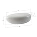 A white oval-shaped stool or ottoman shown with dimension lines and measurements (35 x 26 x 21 inches and 14 x 42 x 42), on a plain white background.