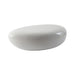 River Stone White Pebble Coffee Table with a glossy white finish and low, rounded pebble-shaped profile.