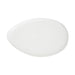 A smooth, rounded teardrop-shaped white ceramic or glass dish on a solid white background.