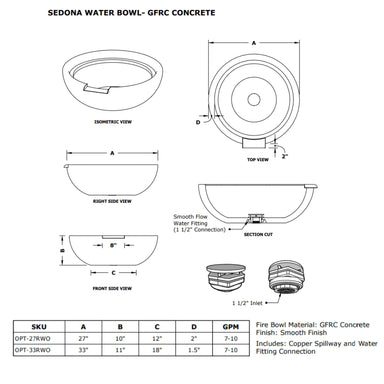 Sedona Concrete Outdoor Water Bowl specs