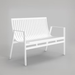 White aluminum outdoor bench on a plain light gray background