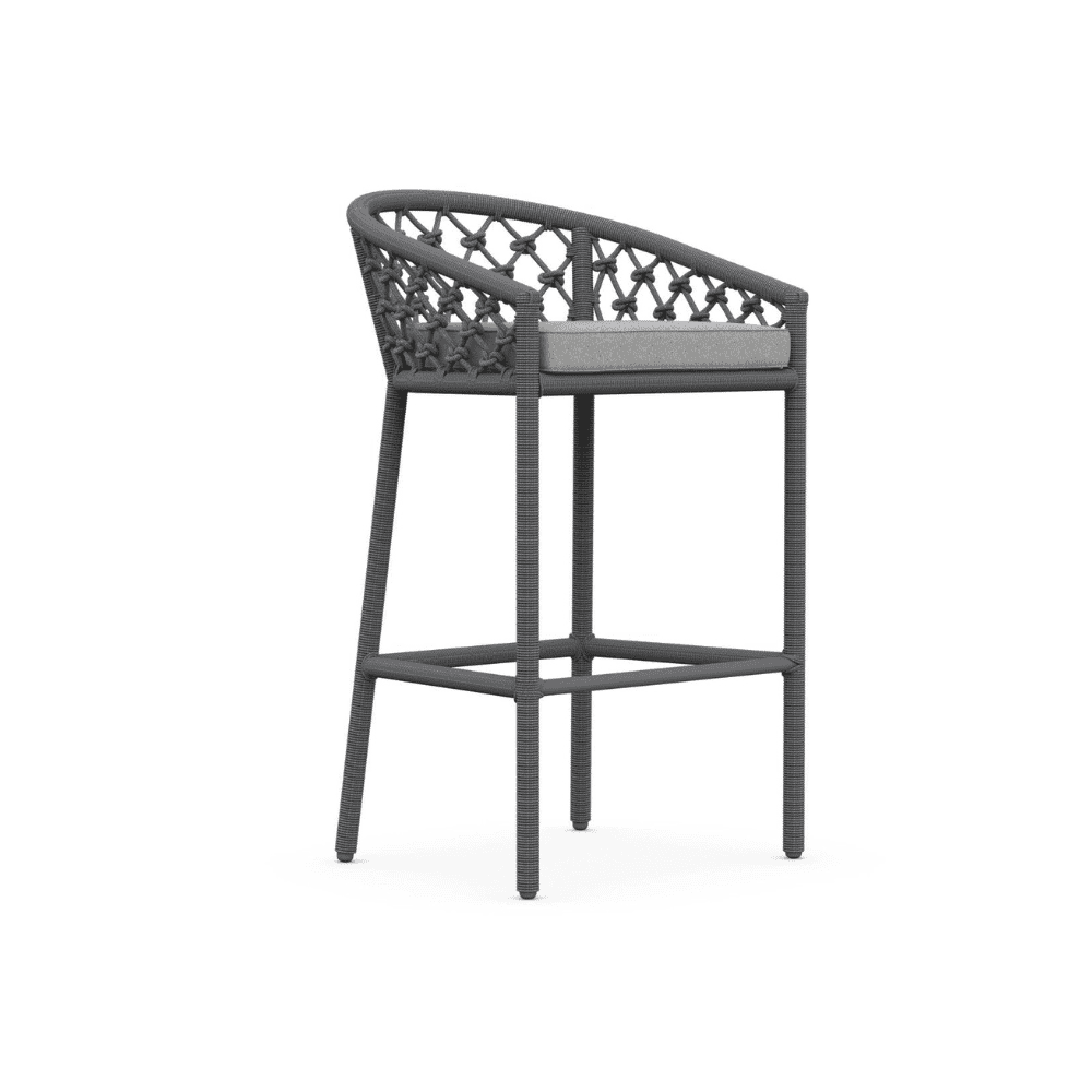 Boxhill's Amelia Outdoor Bar Stool Ash front side view in white background