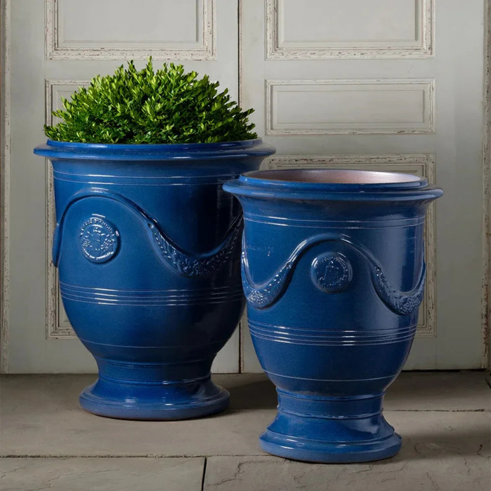 blue ceramic outdoor plant pots Anduze Outdoor Planter Blue