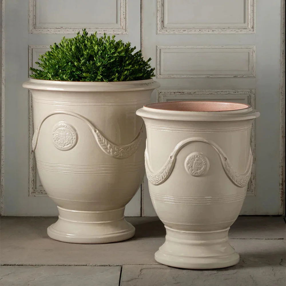cream outdoor plant pots Anduze Outdoor Planter Ivory