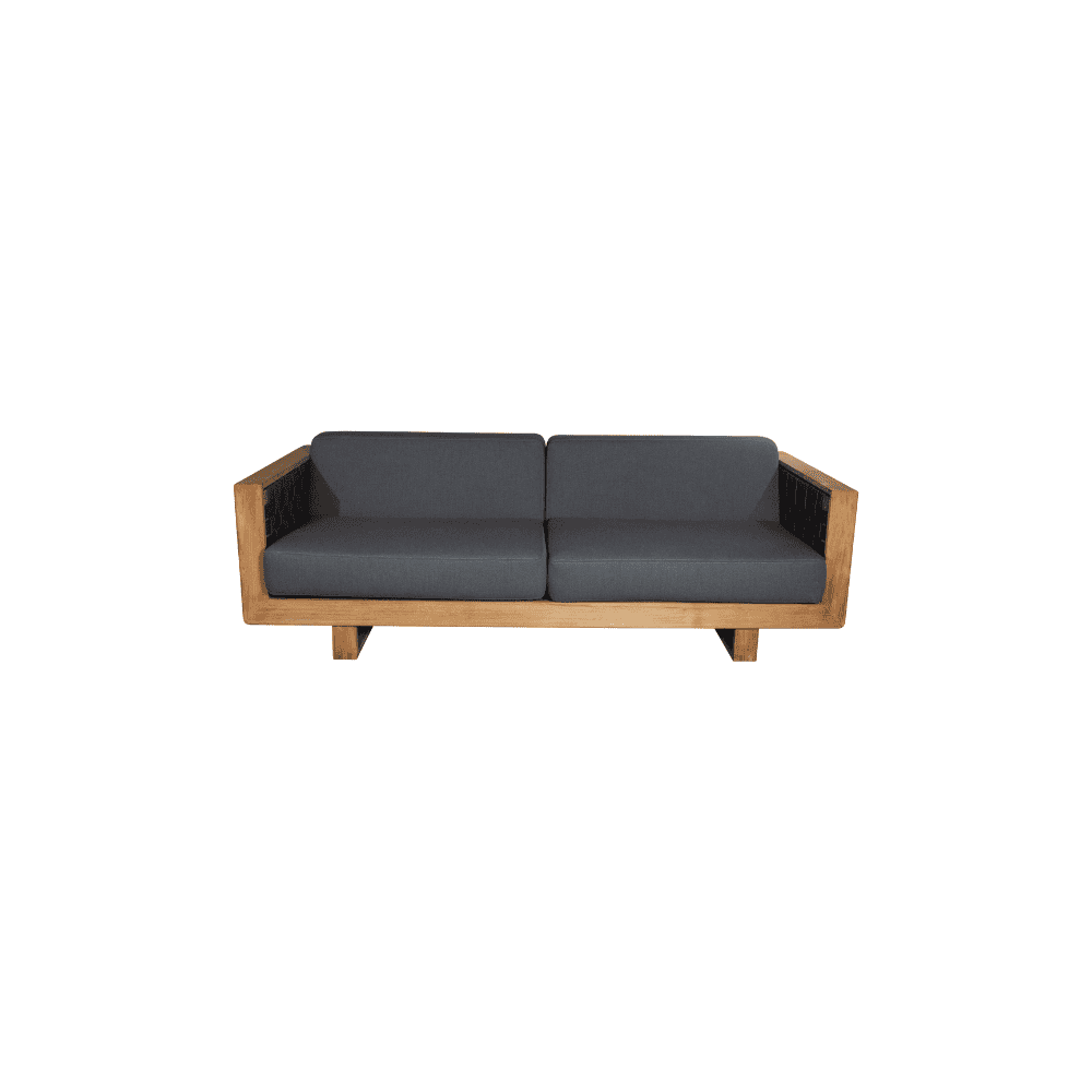 Boxhill's Angle 3-Seater Teak Frame Sofa front view in white background