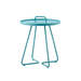 Boxhill's On-The-Move aqua color outdoor round side table on white background