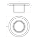 Technical dimension drawing of a circular ring-like product, showing a side profile with measurements and a top-down circular view on a white background.