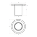 Technical dimension drawing of a circular hardware component with two orthographic views, showing measurements in millimeters on a white background.