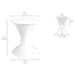 White pedestal-style table shown with dimension callouts: 28 in width and 33 in height, plus a side profile labeled inner ice bin dimensions on a light gray background.