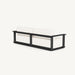 Rectangular upholstered sofa black aluminum frame and white with cushion, rear view showing clean modern frame