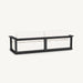 Rectangular upholstered sofa black aluminum frame and white with contrasting white cushion, clean modern design