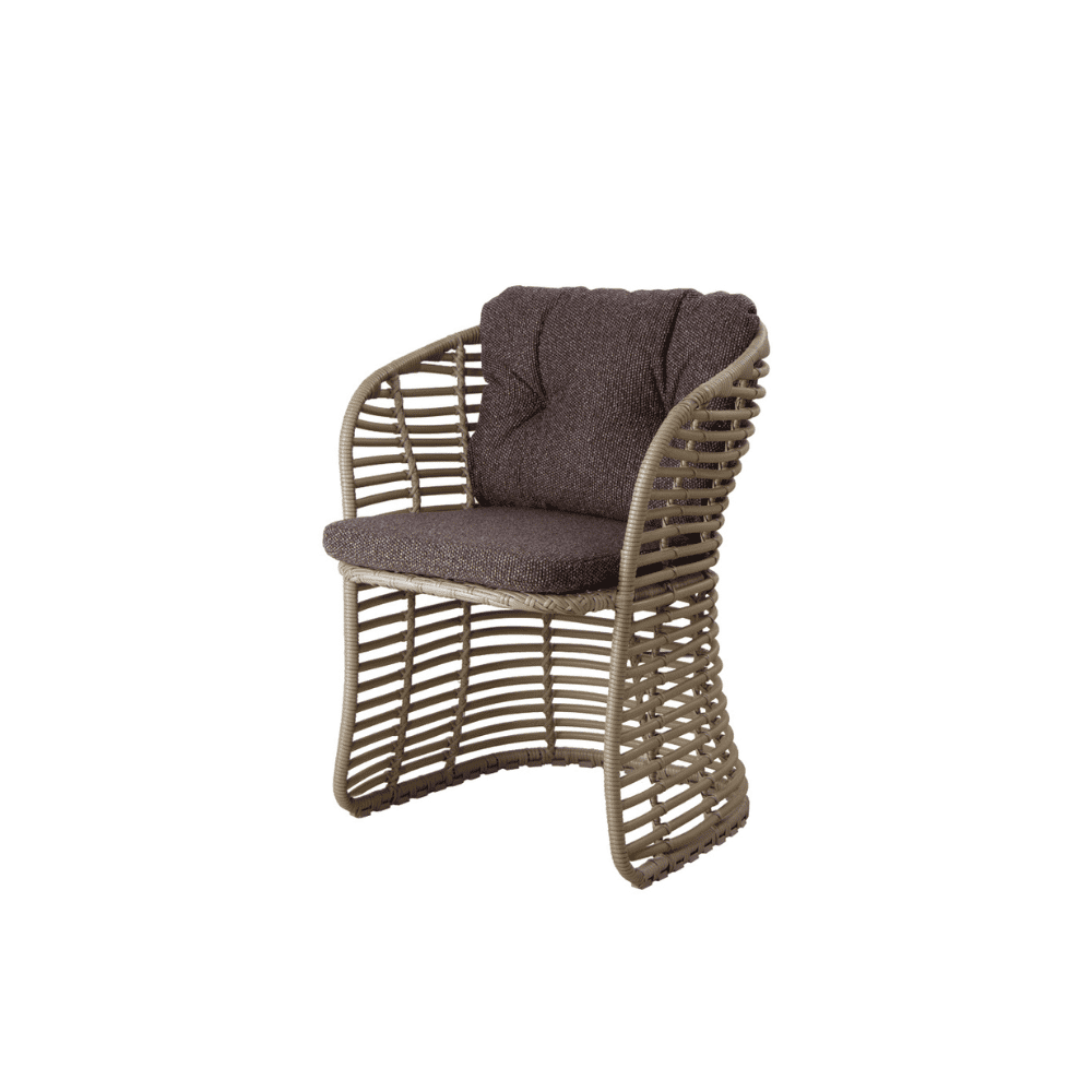 Boxhill's Basket Outdoor Dining Chair Natural with Dark Bordeaux Cushion