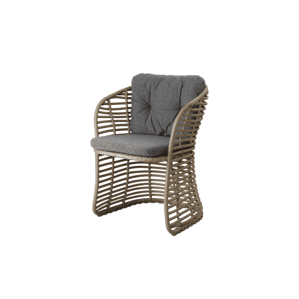 Boxhill's Basket Outdoor Dining Chair Natural with Dark Grey Cushion