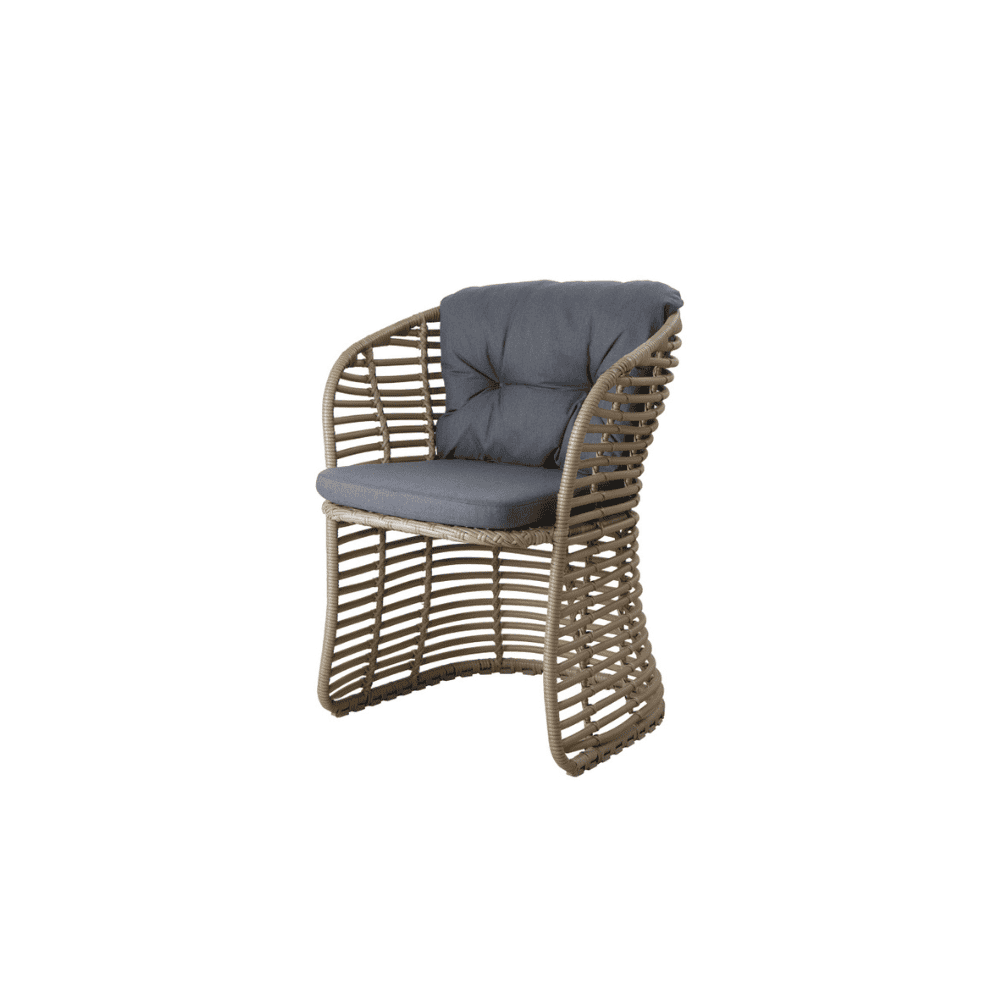 Boxhill's Basket Outdoor Dining Chair Natural with Grey Cushion
