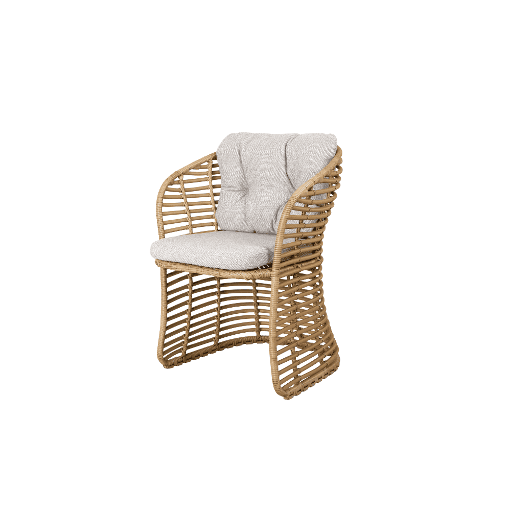 Boxhill's Basket Outdoor Dining Chair Natural with Light Brown Cushion