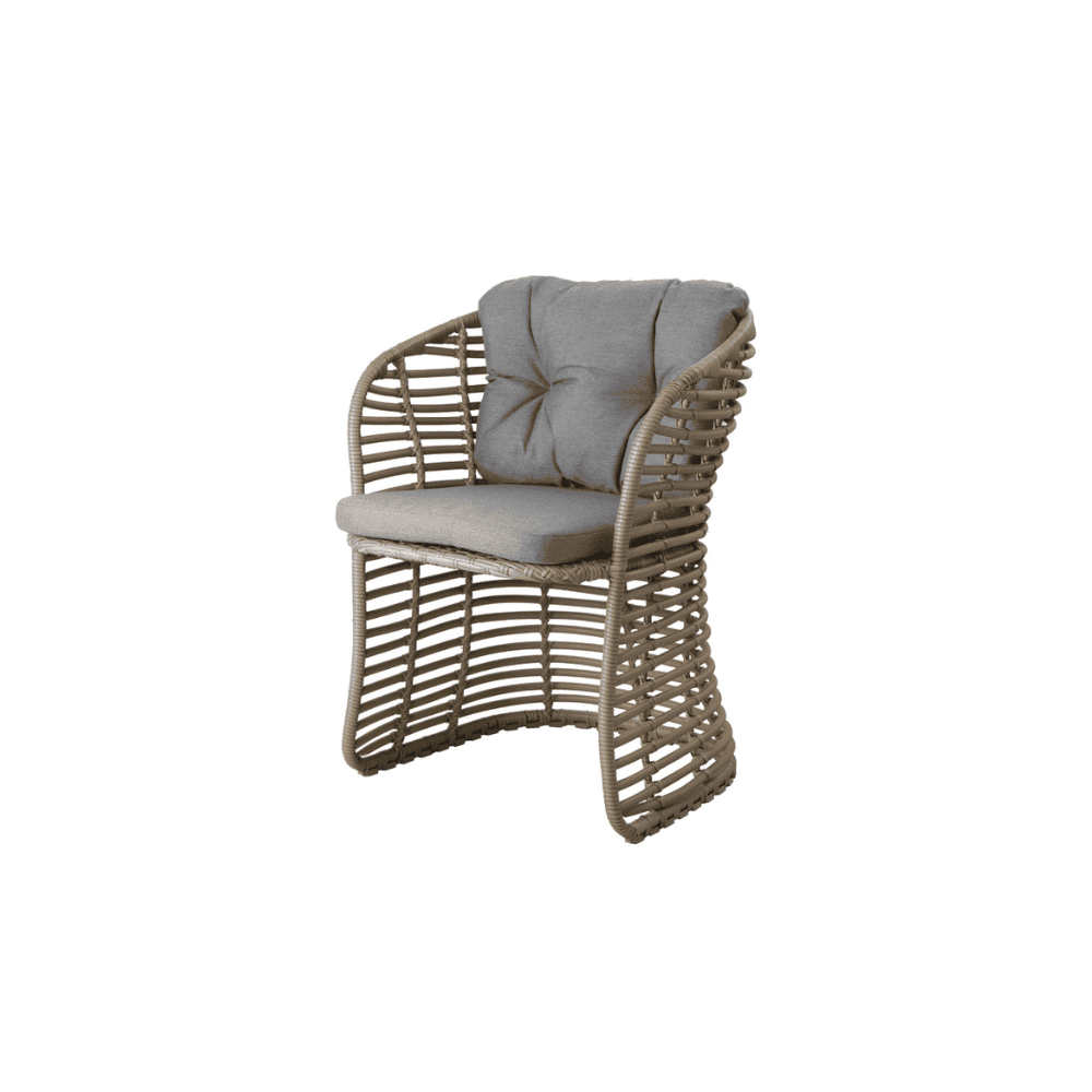 Boxhill's Basket Outdoor Dining Chair Natural with Taupe Cushion