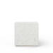 Square white speckled concrete outdoor end table on a white background