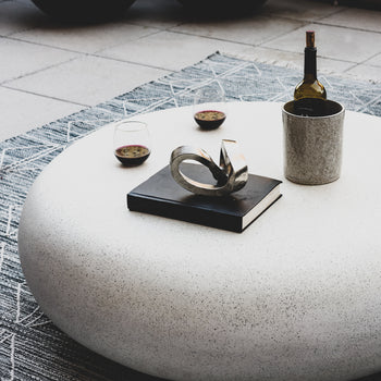Boxhill's modern concrete pebble coffee table.