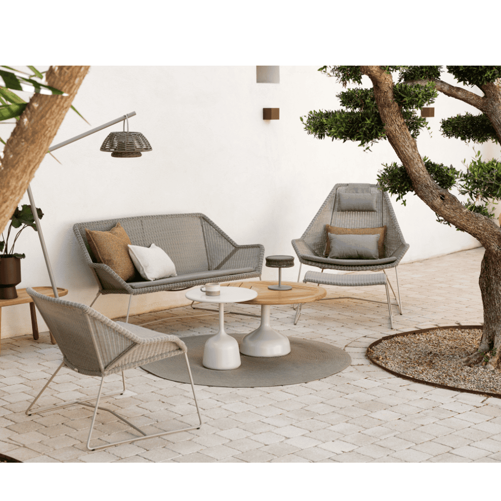 Boxhill's Breeze 2-Seater Outdoor Garden Sofa White Grey lifestyle image in the garden