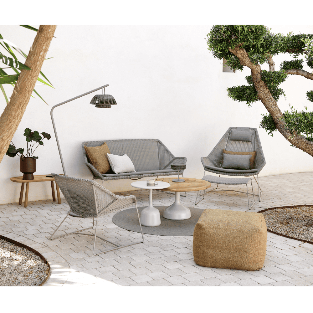Boxhill's Breeze 2-Seater Outdoor Garden Sofa White Grey lifestyle image in the garden
