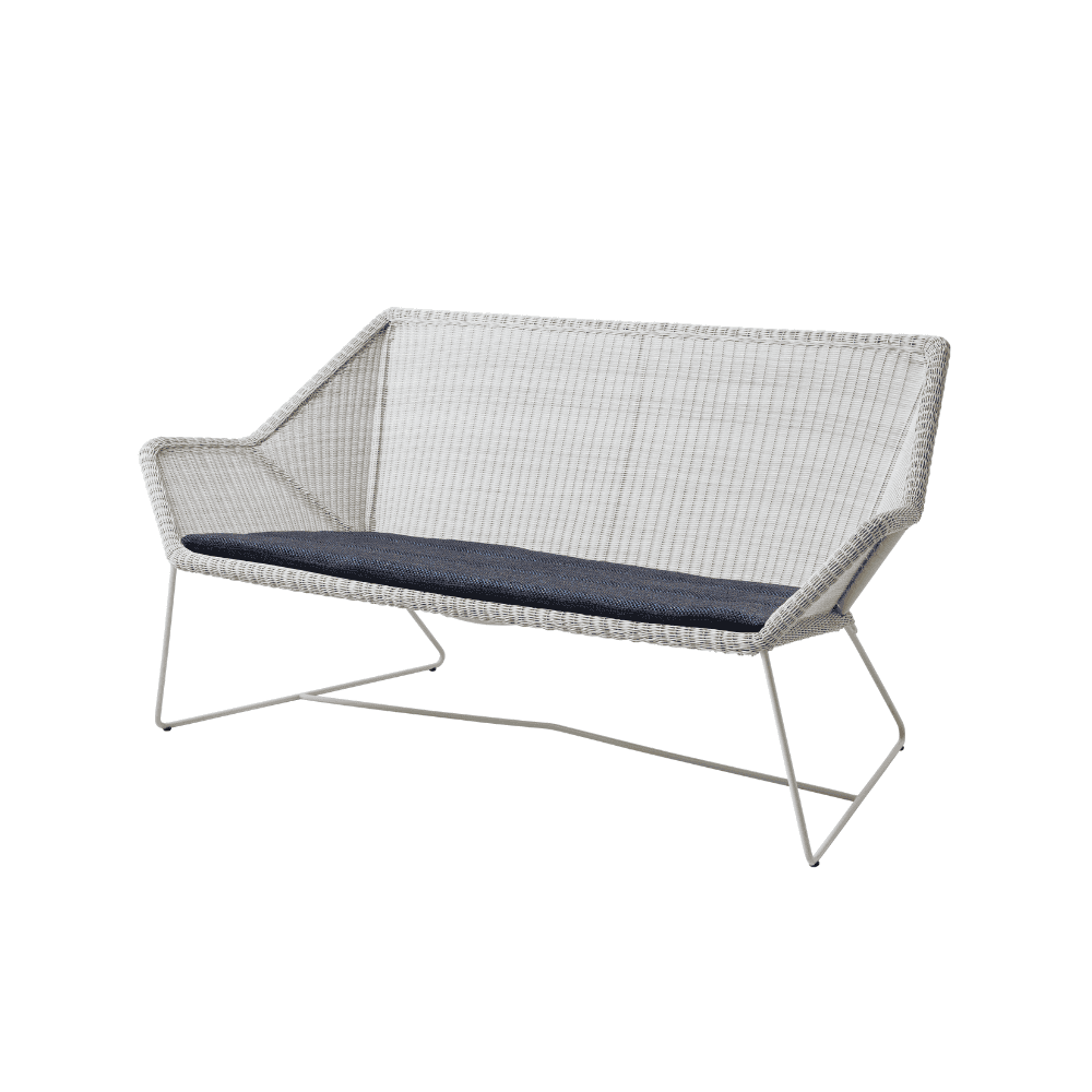 Boxhill's Breeze 2-Seater Outdoor Garden Sofa White Grey with Blue Cushion