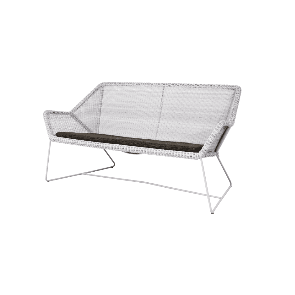 Boxhill's Breeze 2-Seater Outdoor Garden Sofa White Grey with Dark Grey Cushion