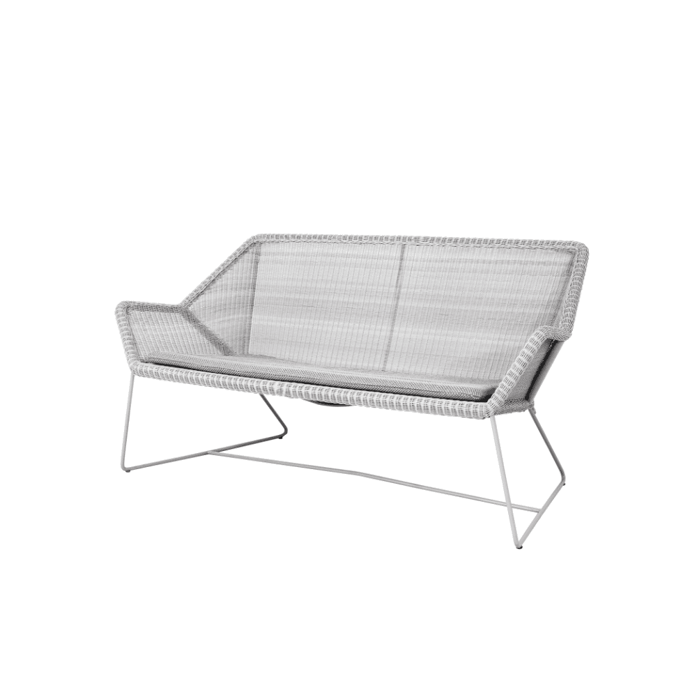 Boxhill's Breeze 2-Seater Outdoor Garden Sofa White Grey with Light Grey Cushion
