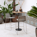 Boxhill's Breeze Bar Stackable Chair grey lifestyle image with round table