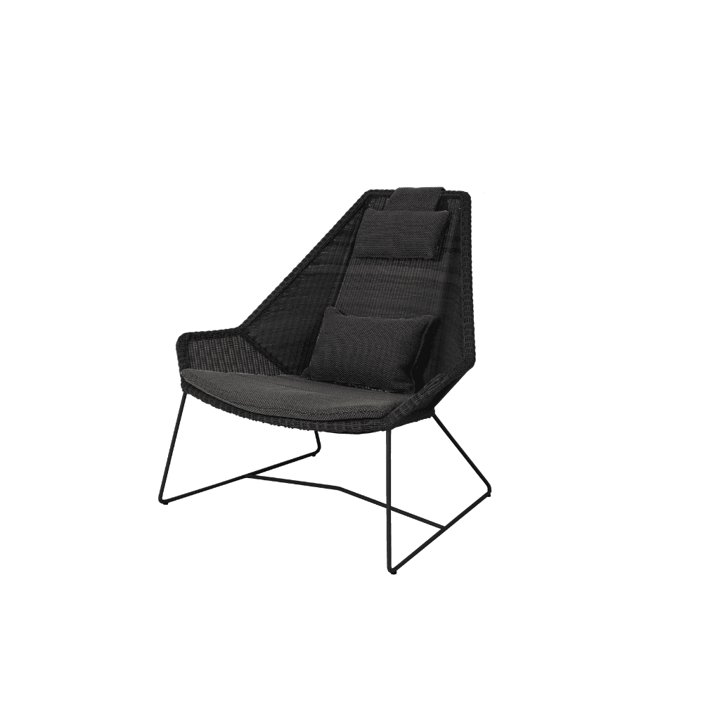 Boxhill's Breeze Highback Outdoor Chair Black with Dark Grey Cushion